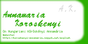 annamaria koroskenyi business card
